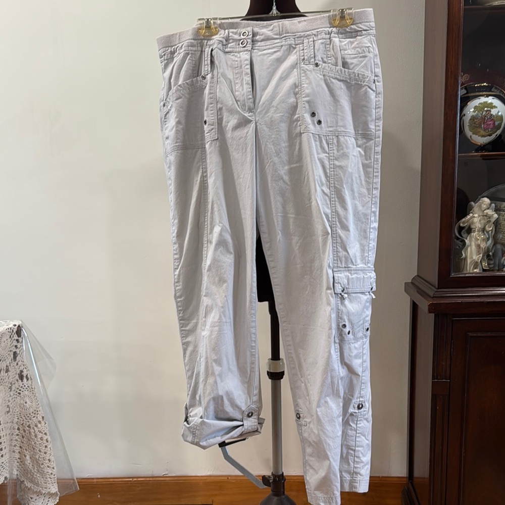 Chico’s full length cargo pants with knit rib waist